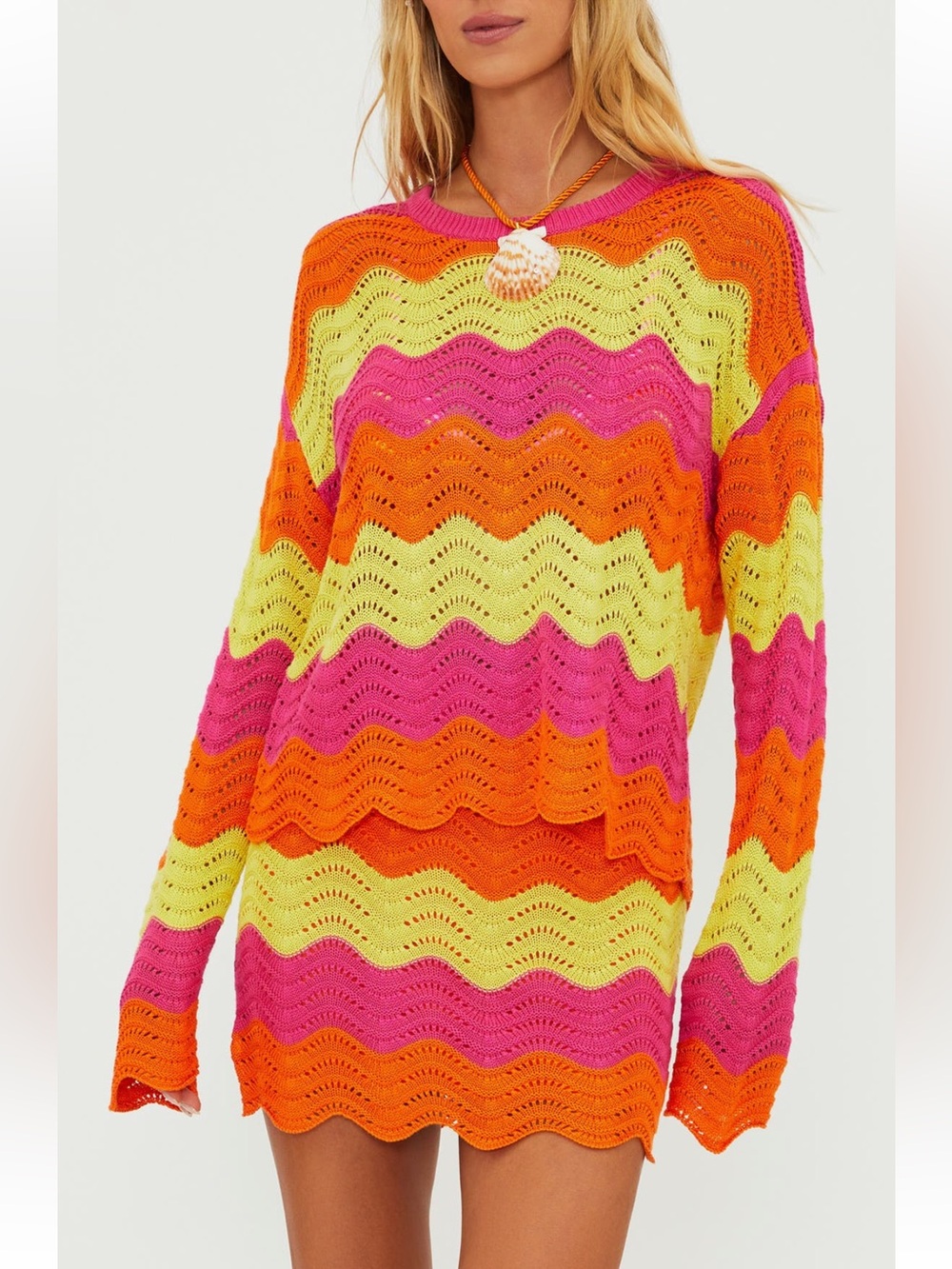 Beach Riot cover up skirt soleil wave orange pink yellow XS